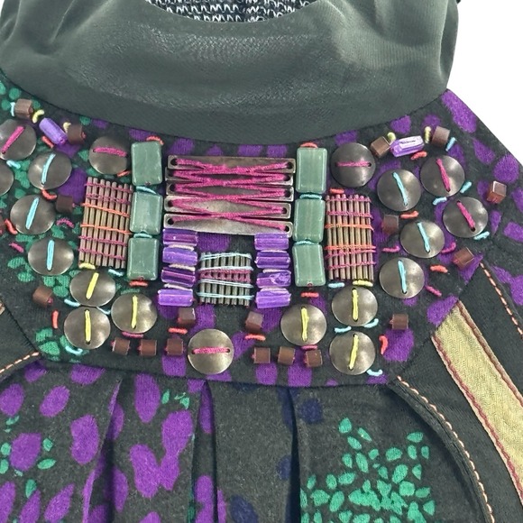 One September Anthropology Boho Green Embroidered Racerback Mini Dress NWOT‎ - Picture 9 of 13